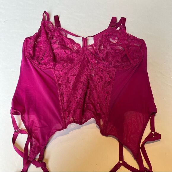 Adore Me Bustier Fuchsia Underwire Boning No padding Size 4X - Picture 3 of 9